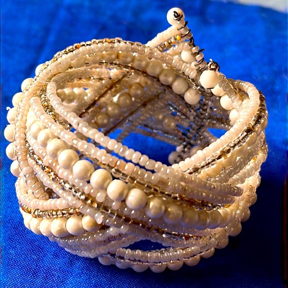 Beautiful faux pearls cuff bracelet